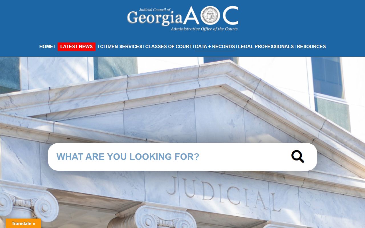 Georgia Courts data and records page used for Henry County court record lookups