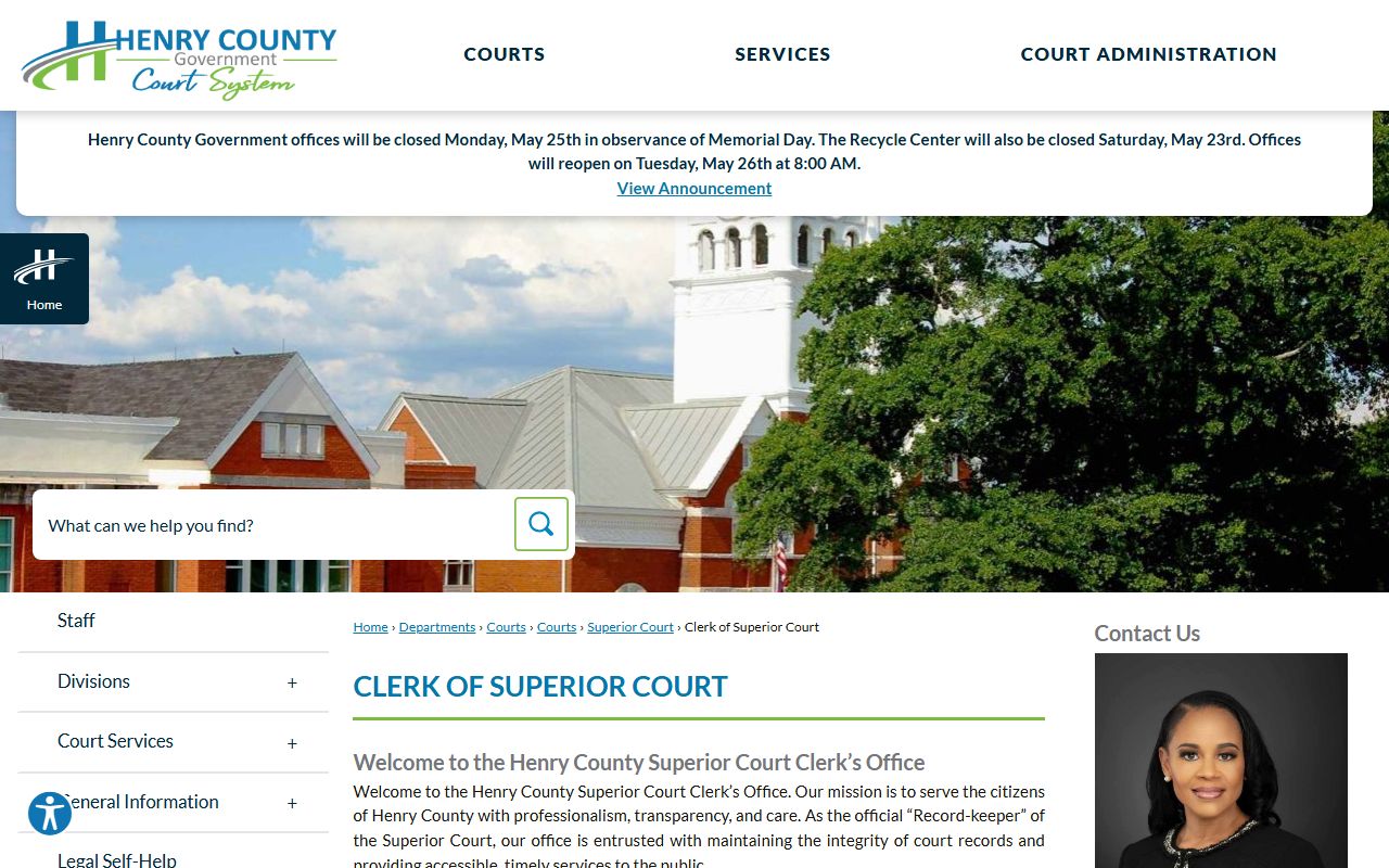 Henry County Clerk of Superior Court office page