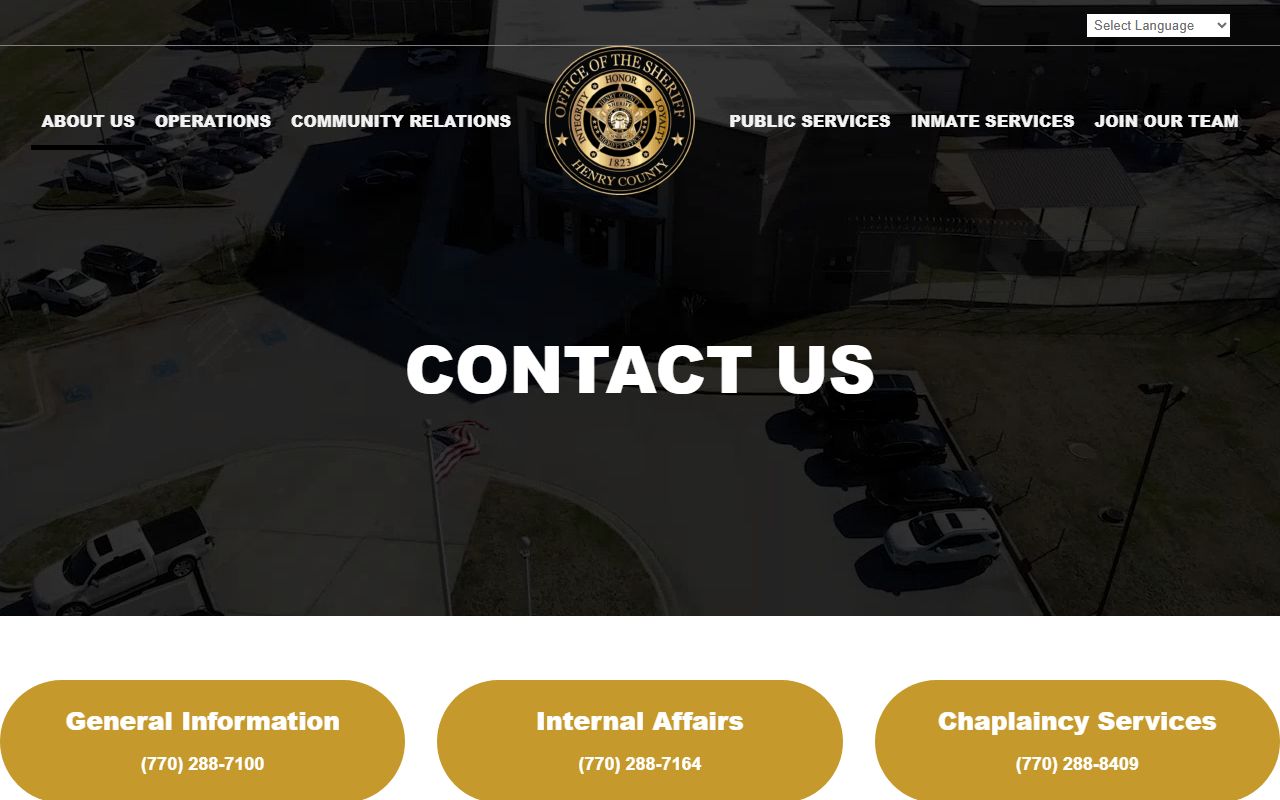Henry County Sheriff contact page with inmate medical, bonding, and visitation phone numbers
