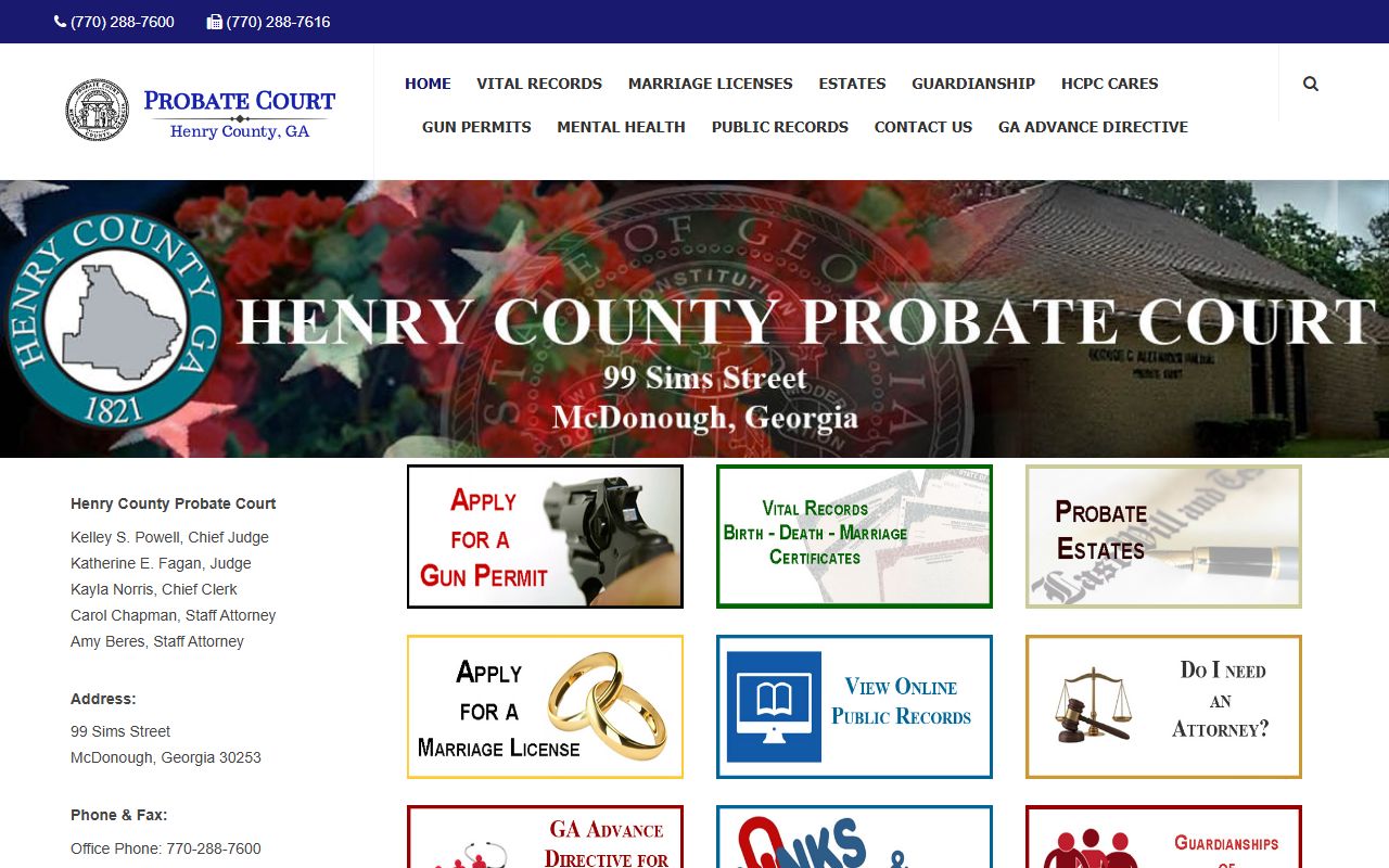 Henry County Probate Court home page