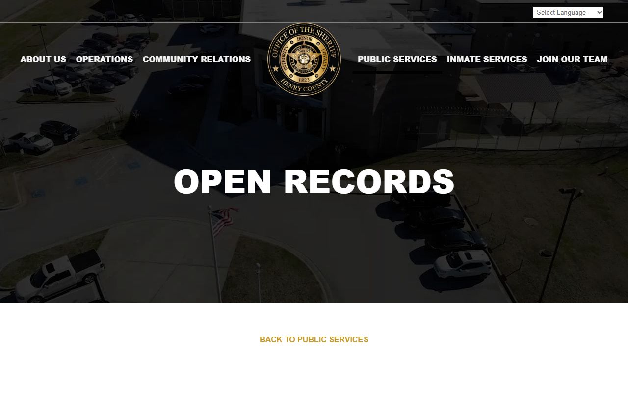 Henry County Sheriff open records page with request methods and fee schedule