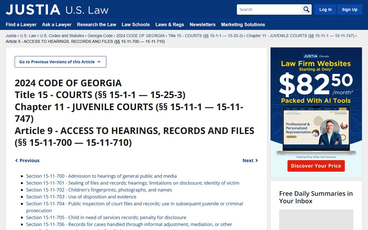 Georgia juvenile records access statute referenced for Henry County juvenile court