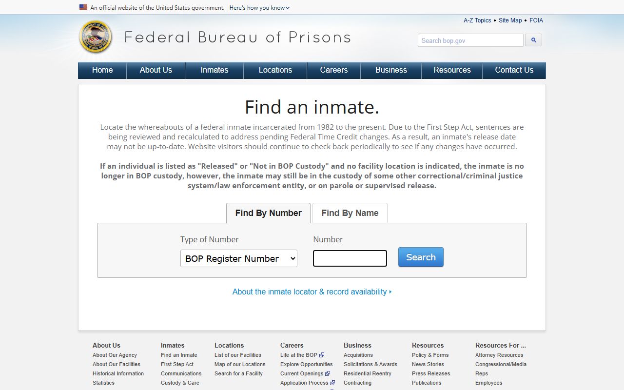 Federal BOP inmate locator used to find people convicted of federal crimes from Henry County